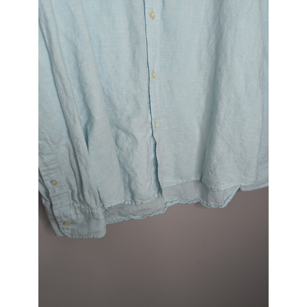 Banana Republic Men's Size XL Blue Linen Long Sleeve Button Up Slim Fit Collared - Picture 7 of 13